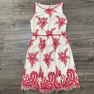 Chelsea and Violet Red and White Lace Dress